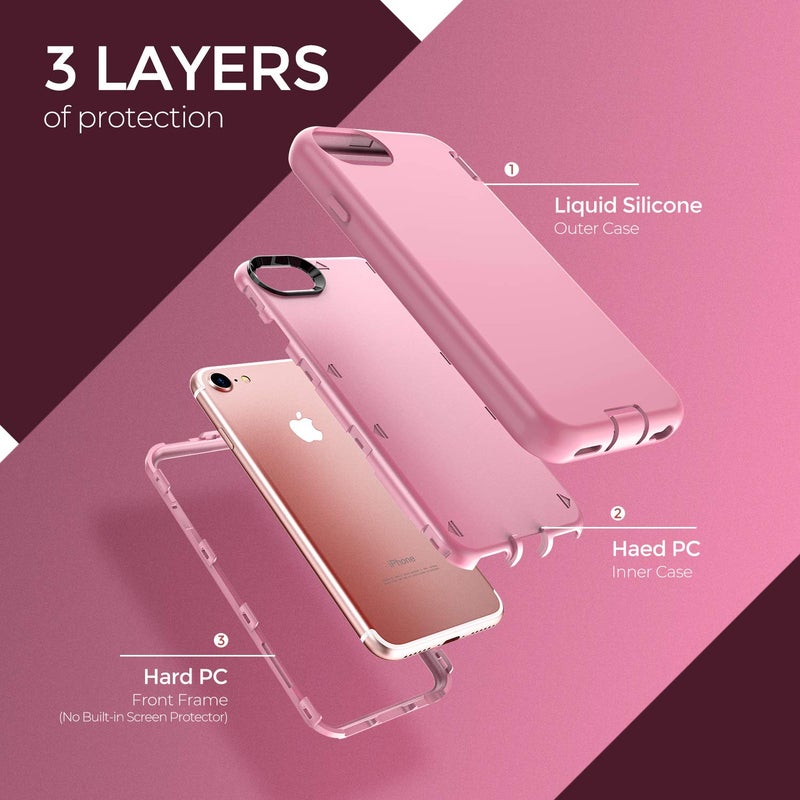 ORIbox for iPhone SE Case 2022/2020 for iPhone 8/7 Case Pink, [10 FT Military Grade Drop Protection],Silicone Heavy Duty Shockproof Anti-Fall Case for iPhone SE 3/2 & iPhone 8/7,5.5 inch, Pink - Image 3